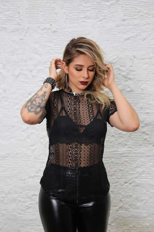 Camisa básica en encaje<br>  - Imagen 3