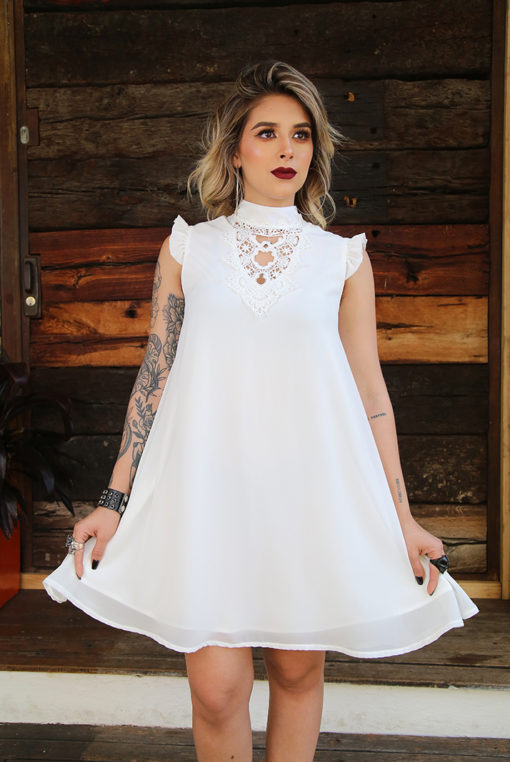 Vestido chifón hueso<br> 