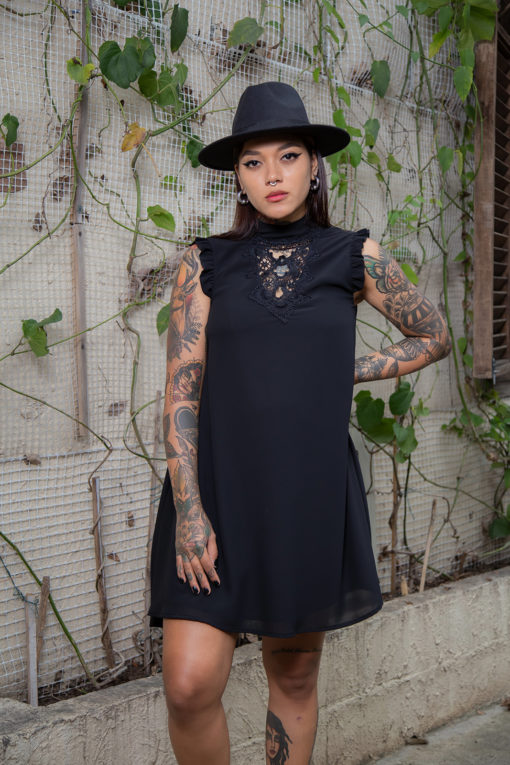 Vestido chifón negro<br> 