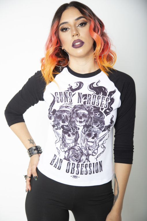 Camiseta mujer manga ranglan skulls - Imagen 2