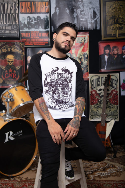 Camiseta hombre manga ranglan skulls