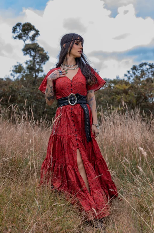 Vestido rojo Stairway to Heaven - Kashmir - Imagen 4