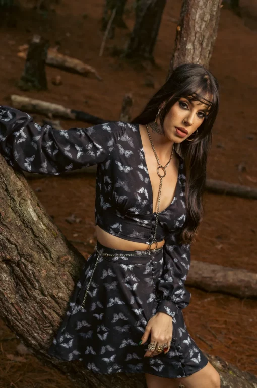 Croptop Black butterfly