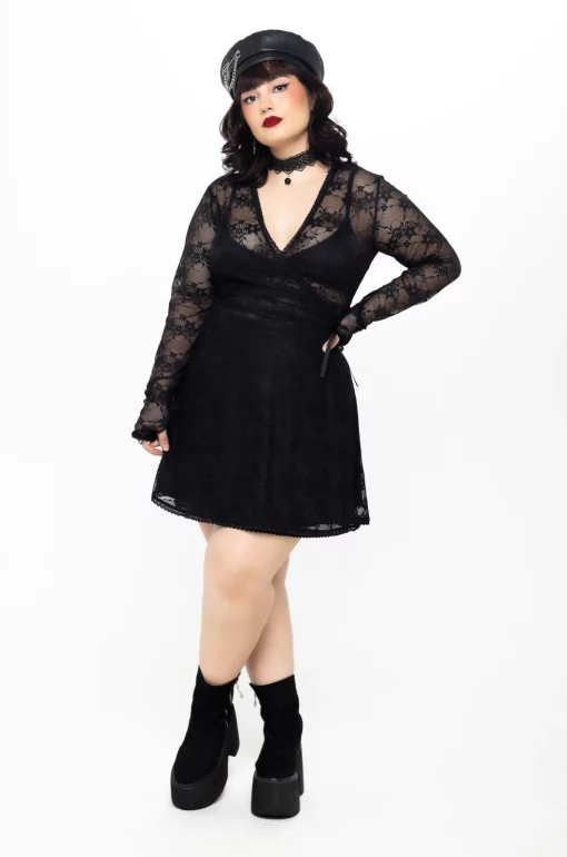 Vestido cruzado black mesh - Black Lovers - Imagen 4