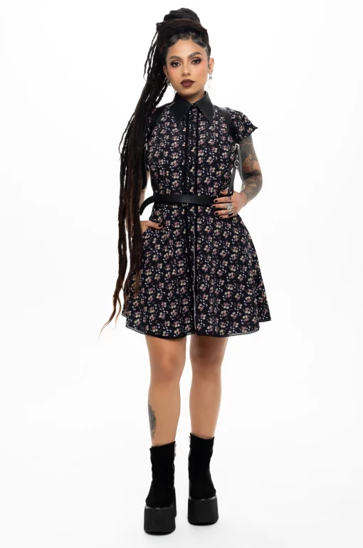 Vestido corto Flowers miniprint - Imagen 10