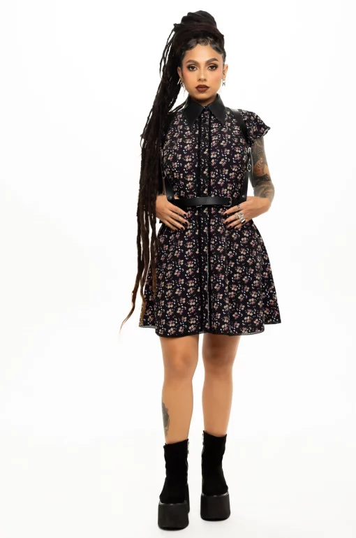 Vestido corto Flowers miniprint - Imagen 5