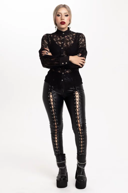 Pantalon cuerina con ojaletes Disease - Bad Romance - Imagen 6