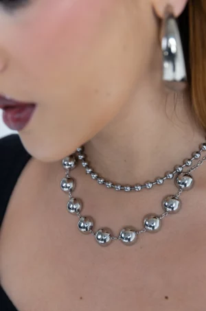 Collar silver Double Ball