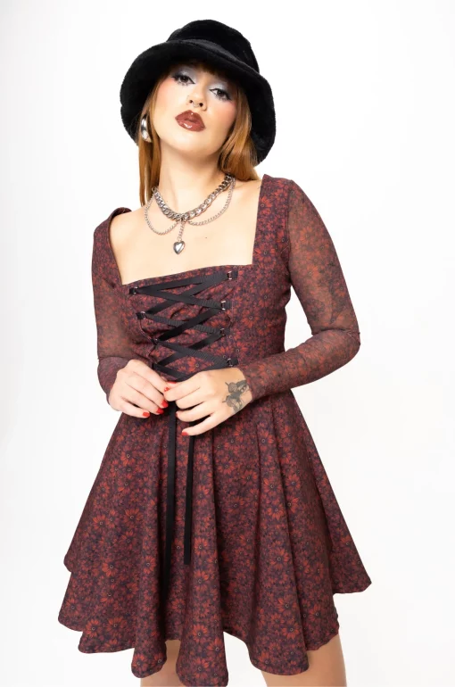 Vestido corto vino Las Flores - Imagen 5