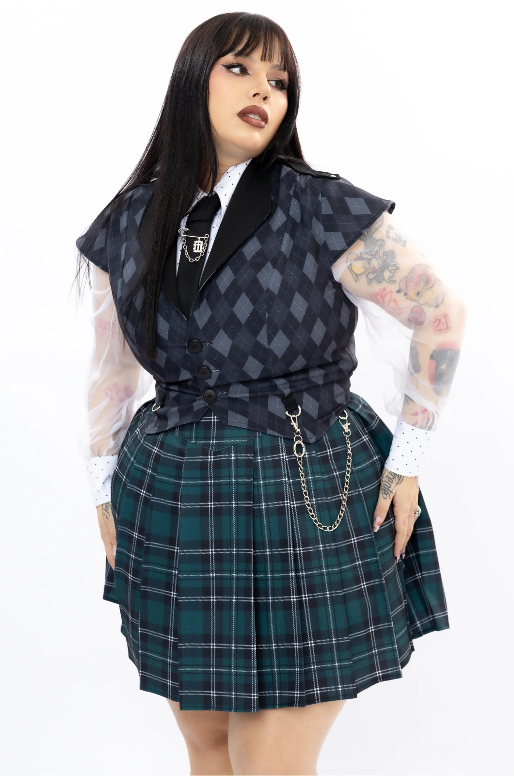 Falda prensada cuadros verde Another One Bites The Dust - Queen - Imagen 10