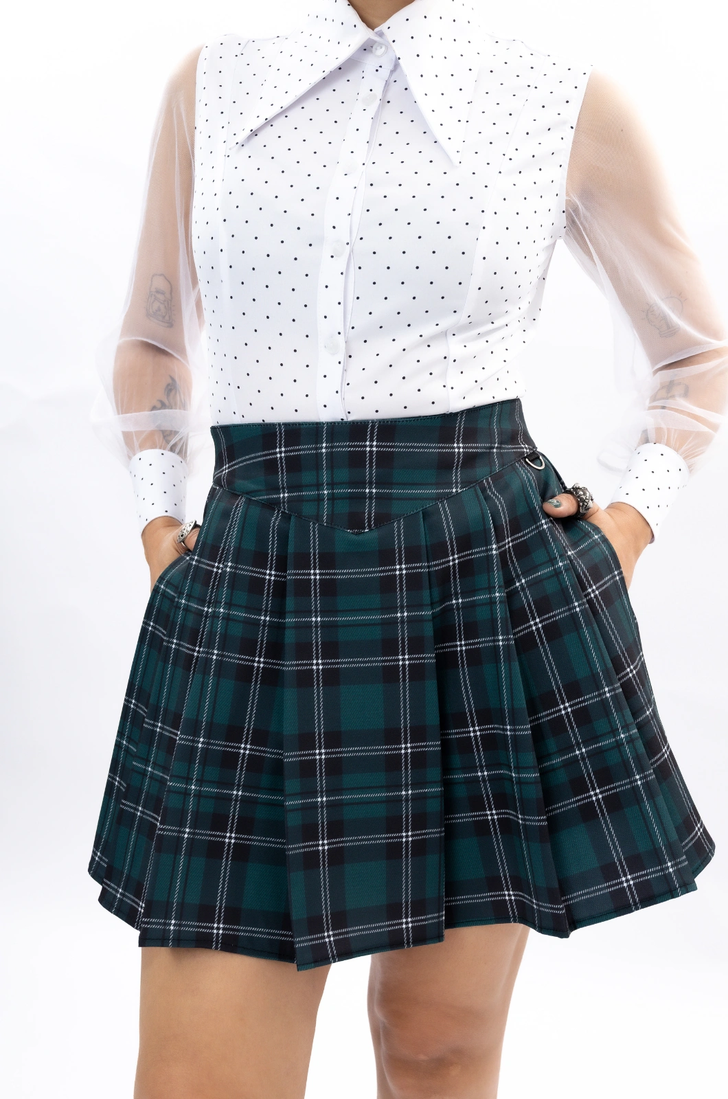 Falda prensada cuadros verde Another One Bites The Dust - Queen - Imagen 8