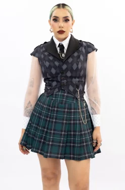 Alternative view of Falda prensada cuadros verde Another One Bites The Dust - Queen