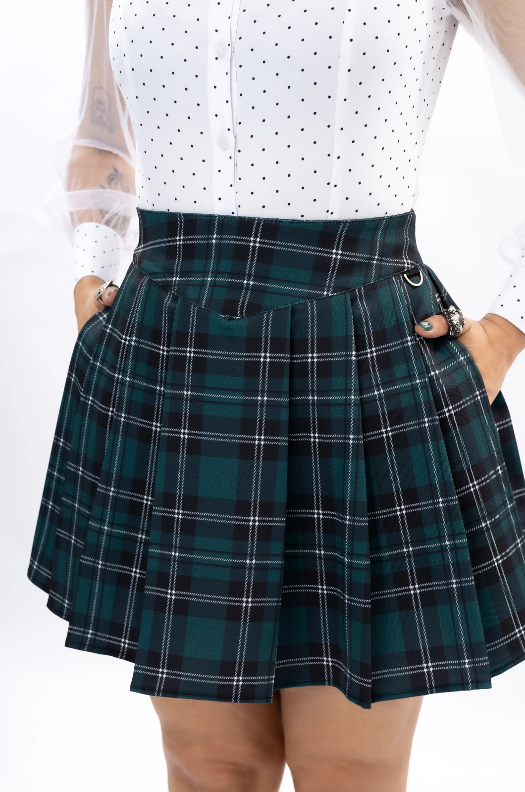 Falda prensada cuadros verde Another One Bites The Dust - Queen - Imagen 4