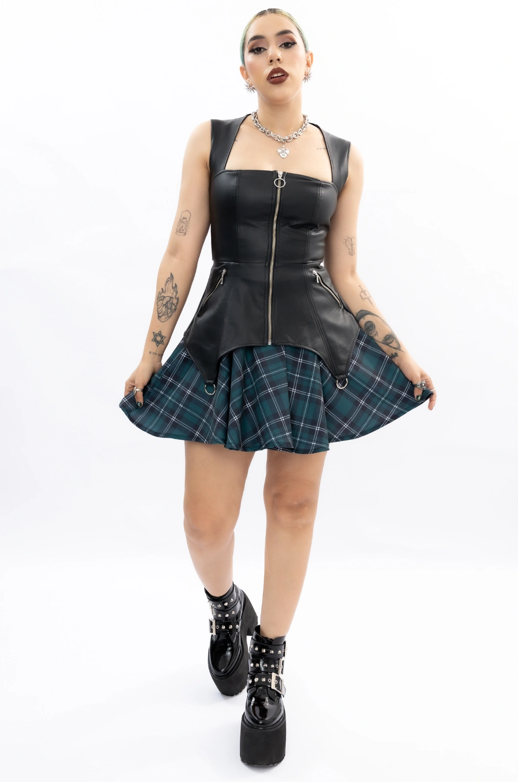 Vestido cuerina con falda cuadros I Want To Break Free - Queen - Imagen 3